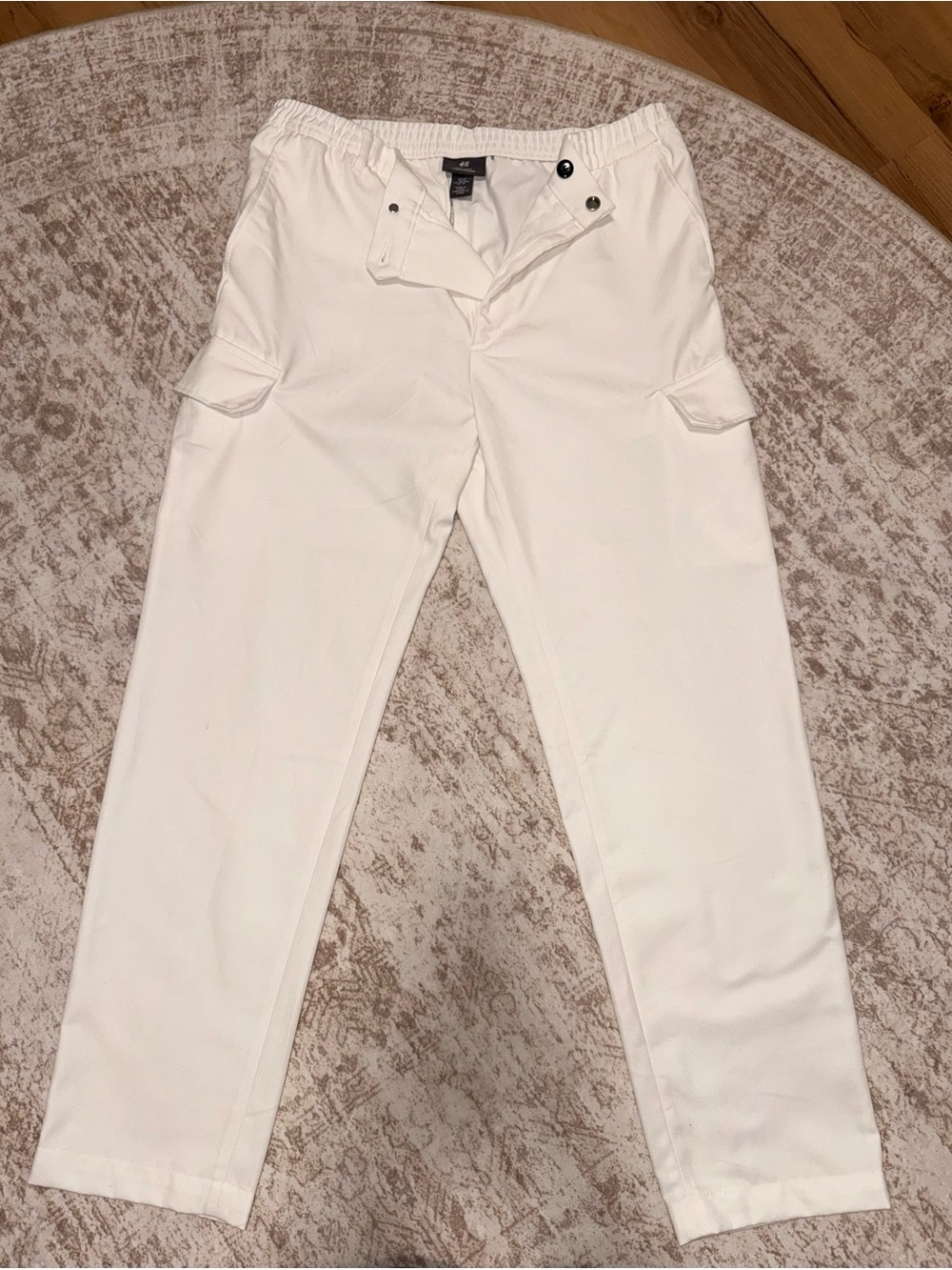H&M White Men's Cargo Pants with Elastic Waist